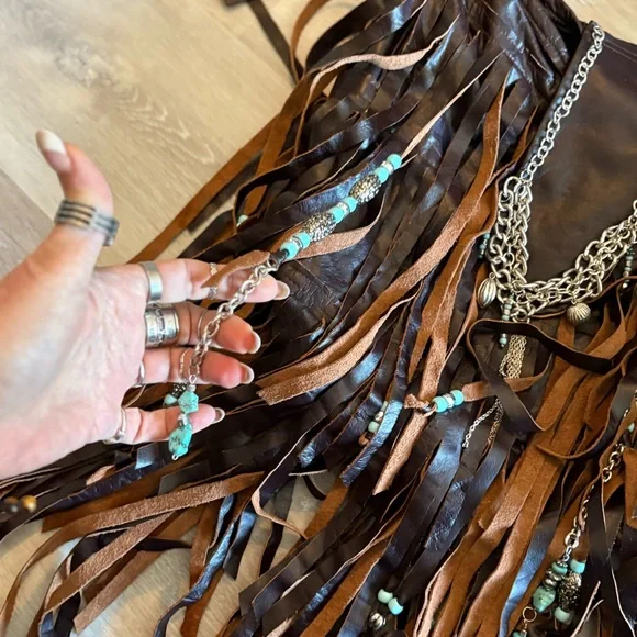 Handmade One of a Kind Fringe Boho Bag with Lots of Dangly Jewels.